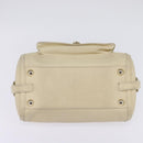 CELINE Triomphe Hand Bag Leather Beige Gold Auth gh799-9