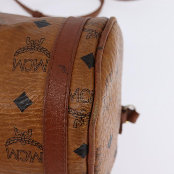 MCM Logogram Vicetos Shoulder Bag PVC Leather Brown Auth gh801