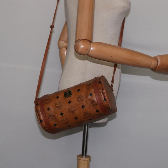 MCM Logogram Vicetos Shoulder Bag PVC Leather Brown Auth gh801