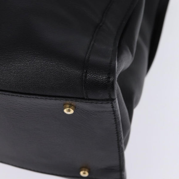 GUCCI Bamboo Hand Bag Leather Outlet Gold Black 002 8260 Auth gh808