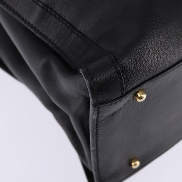 GUCCI Bamboo Hand Bag Leather Outlet Gold Black 002 8260 Auth gh808