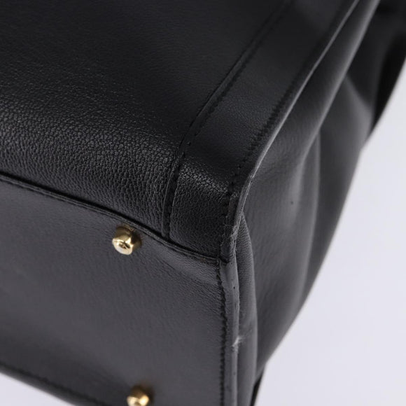 GUCCI Bamboo Hand Bag Leather Outlet Gold Black 002 8260 Auth gh808