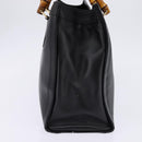 GUCCI Bamboo Hand Bag Leather Outlet Gold Black 002 8260 Auth gh808-4