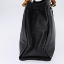 GUCCI Bamboo Hand Bag Leather Outlet Gold Black 002 8260 Auth gh808-5