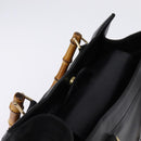 GUCCI Bamboo Hand Bag Leather Outlet Gold Black 002 8260 Auth gh808-6