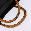 GUCCI Bamboo Hand Bag Leather Outlet Gold Black 002 8260 Auth gh808-7