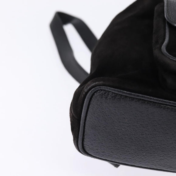 GUCCI Bamboo Backpack Suede Leather Black Gold 003 1705 0030 Auth gh811