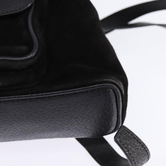 GUCCI Bamboo Backpack Suede Leather Black Gold 003 1705 0030 Auth gh811