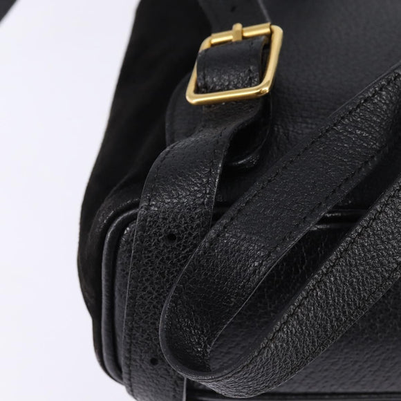 GUCCI Bamboo Backpack Suede Leather Black Gold 003 1705 0030 Auth gh811