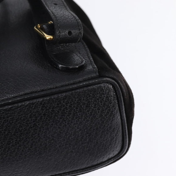 GUCCI Bamboo Backpack Suede Leather Black Gold 003 1705 0030 Auth gh811