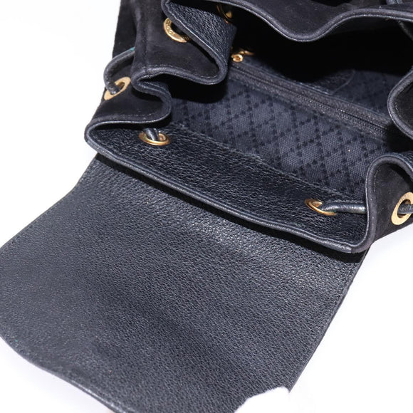 GUCCI Bamboo Backpack Suede Leather Black Gold 003 1705 0030 Auth gh811
