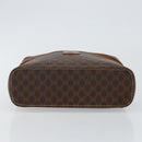 CELINE Macadam Canvas Vanity Pouch PVC Leather Brown Gold Auth gh813-5