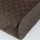 CELINE Macadam Canvas Vanity Pouch PVC Leather Brown Gold Auth gh813-15