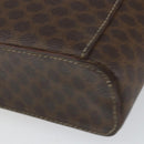 CELINE Macadam Canvas Vanity Pouch PVC Leather Brown Gold Auth gh813-16