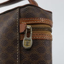 CELINE Macadam Canvas Vanity Pouch PVC Leather Brown Gold Auth gh813-9