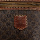 CELINE Macadam Canvas Vanity Pouch PVC Leather Brown Gold Auth gh813-18