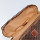 CELINE Macadam Canvas Vanity Pouch PVC Leather Brown Gold Auth gh813-10