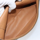 CELINE Macadam Canvas Vanity Pouch PVC Leather Brown Gold Auth gh813-11