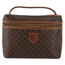 CELINE Macadam Canvas Vanity Pouch PVC Leather Brown Gold Auth gh813-13