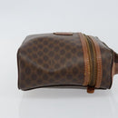CELINE Macadam Canvas Vanity Pouch PVC Leather Brown Gold Auth gh813-3
