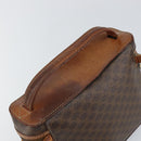 CELINE Macadam Canvas Vanity Pouch PVC Leather Brown Gold Auth gh813-6