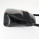 Salvatore Ferragamo Vala Shoulder Bag Enamel Black Gold Auth gh815-3