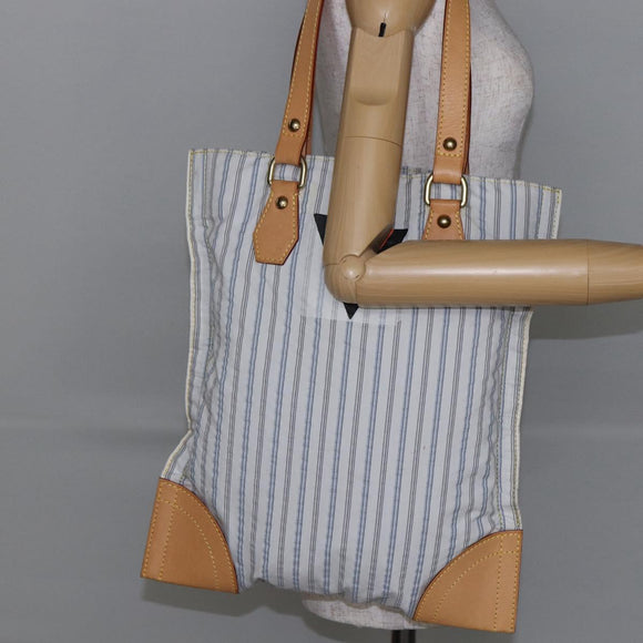 LOUIS VUITTON Tangier Tote Bag Nylon White M40024 LV Auth gh818