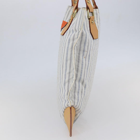 LOUIS VUITTON Tangier Tote Bag Nylon White M40024 LV Auth gh818