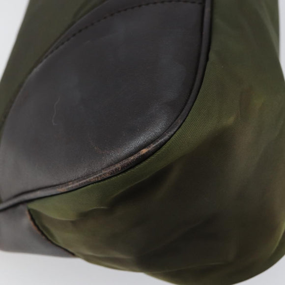 PRADA Shoulder Bag Nylon Khaki Silver Auth gh819