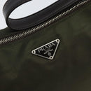 PRADA Shoulder Bag Nylon Khaki Silver Auth gh819-18