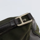 PRADA Shoulder Bag Nylon Khaki Silver Auth gh819-9