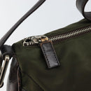 PRADA Shoulder Bag Nylon Khaki Silver Auth gh819-19