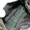 PRADA Shoulder Bag Nylon Khaki Silver Auth gh819-10