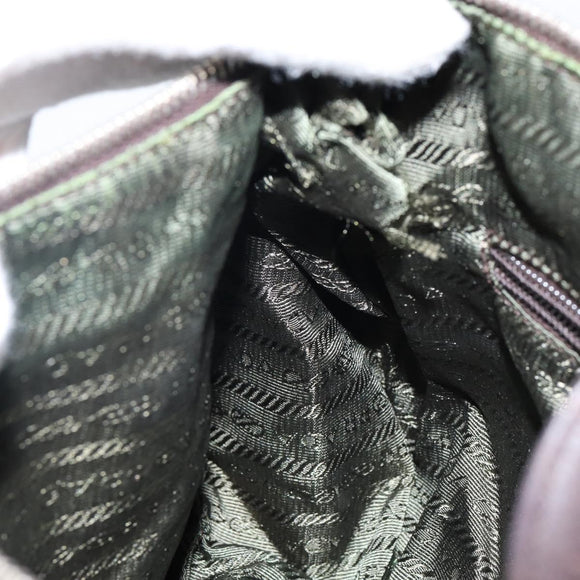 PRADA Shoulder Bag Nylon Khaki Silver Auth gh819