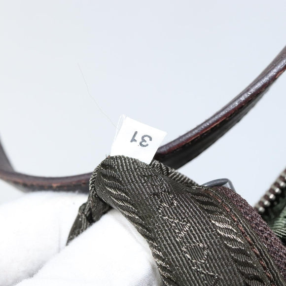 PRADA Shoulder Bag Nylon Khaki Silver Auth gh819