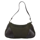 PRADA Shoulder Bag Nylon Khaki Silver Auth gh819-2