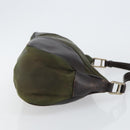PRADA Shoulder Bag Nylon Khaki Silver Auth gh819-3