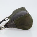 PRADA Shoulder Bag Nylon Khaki Silver Auth gh819-4