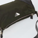 PRADA Shoulder Bag Nylon Khaki Silver Auth gh819-6