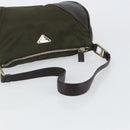PRADA Shoulder Bag Nylon Khaki Silver Auth gh819-7
