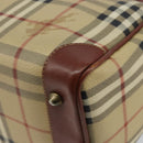 Burberrys Nova Check Boston Bag PVC Beige Gold Auth gh829-14