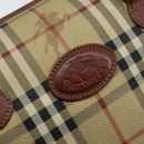 Burberrys Nova Check Boston Bag PVC Beige Gold Auth gh829-17