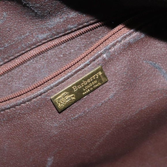 Burberrys Nova Check Boston Bag PVC Beige Gold Auth gh829