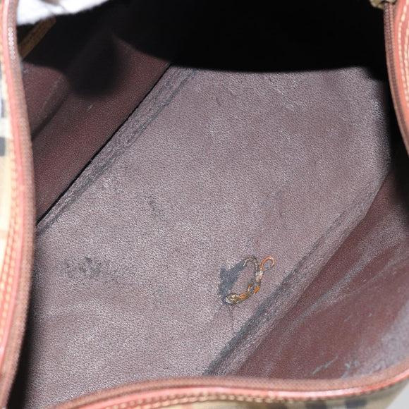 Burberrys Nova Check Boston Bag PVC Beige Gold Auth gh829