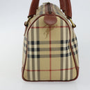 Burberrys Nova Check Boston Bag PVC Beige Gold Auth gh829-4