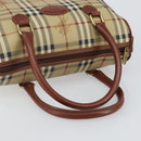 Burberrys Nova Check Boston Bag PVC Beige Gold Auth gh829-7