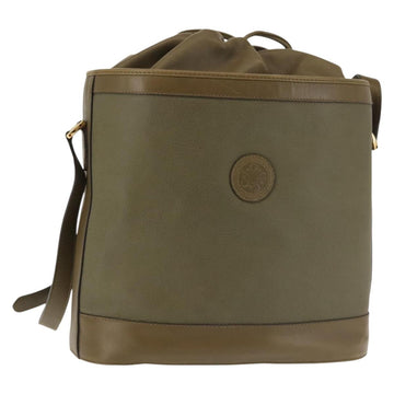 GUCCI Shoulder Bag Leather Khaki Gold Auth gh834