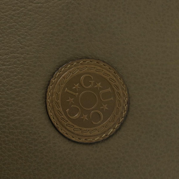 GUCCI Shoulder Bag Leather Khaki Gold Auth gh834