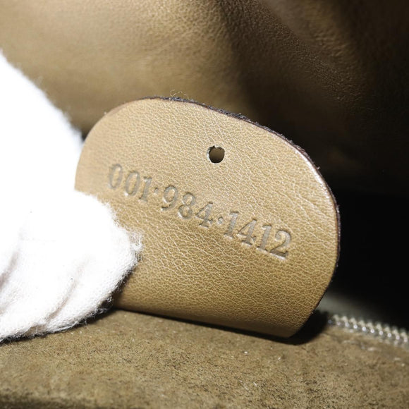 GUCCI Shoulder Bag Leather Khaki Gold Auth gh834