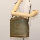 GUCCI Shoulder Bag Leather Khaki Gold Auth gh834-22